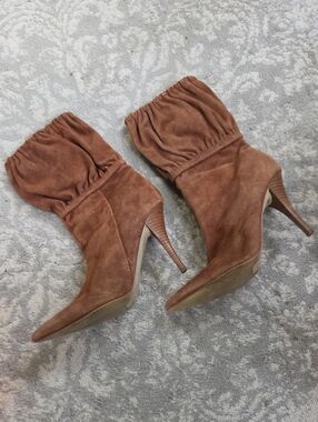 Bakers Brown Suede Slouch Stiletto Ankle Boots